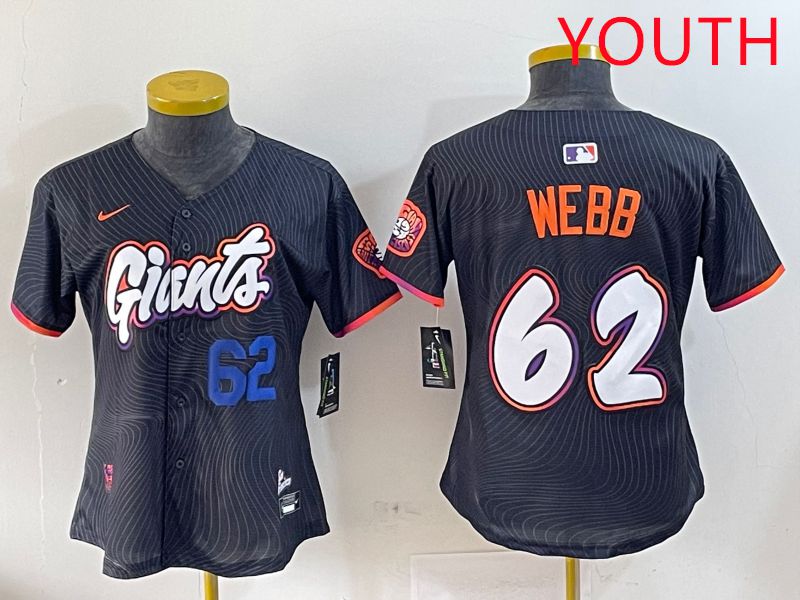 Youth San Francisco Giants #62 Webb Black Joint Name Nike 2025 MLB Jersey style 6->youth mlb jersey->Youth Jersey
